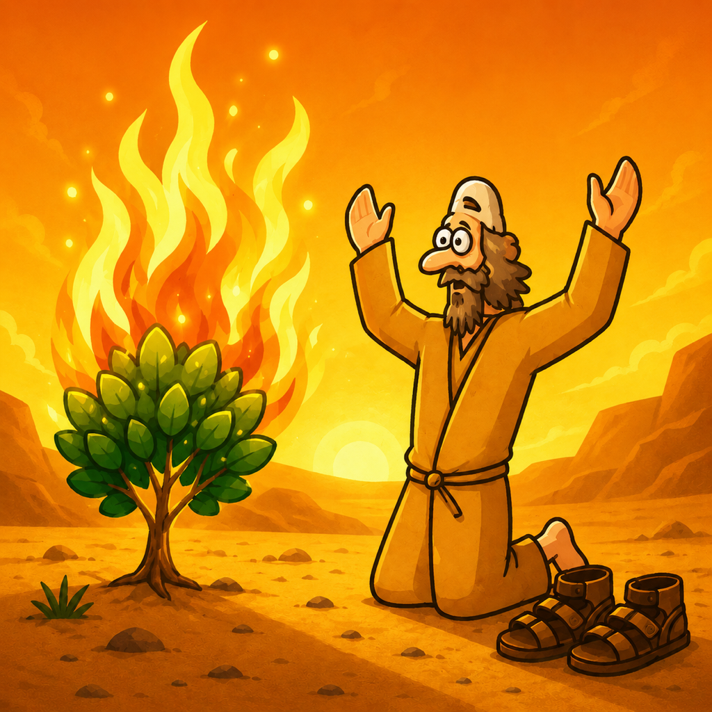Moses beside the burning bush illustration